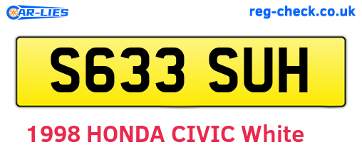 S633SUH are the vehicle registration plates.
