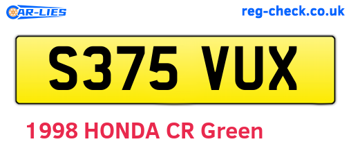 S375VUX are the vehicle registration plates.