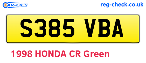 S385VBA are the vehicle registration plates.