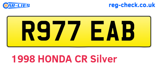 R977EAB are the vehicle registration plates.