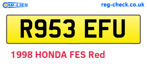 R953EFU are the vehicle registration plates.