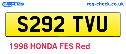 S292TVU are the vehicle registration plates.