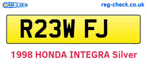 R23WFJ are the vehicle registration plates.