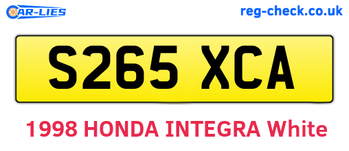S265XCA are the vehicle registration plates.