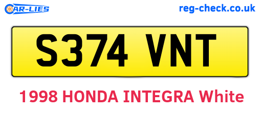 S374VNT are the vehicle registration plates.