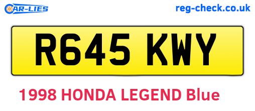 R645KWY are the vehicle registration plates.