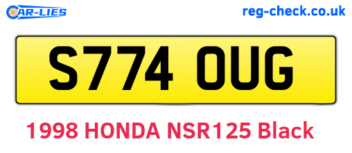 S774OUG are the vehicle registration plates.