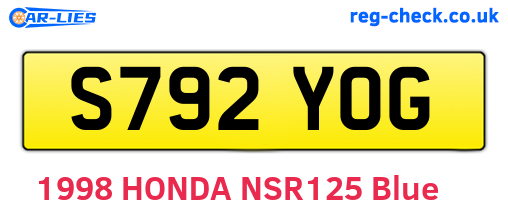 S792YOG are the vehicle registration plates.