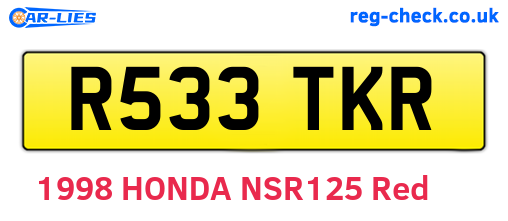 R533TKR are the vehicle registration plates.