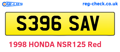 S396SAV are the vehicle registration plates.