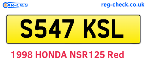 S547KSL are the vehicle registration plates.