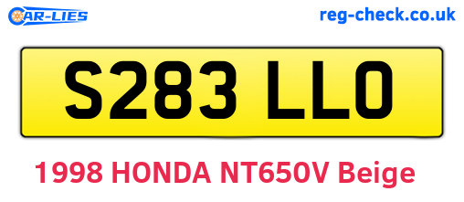 S283LLO are the vehicle registration plates.