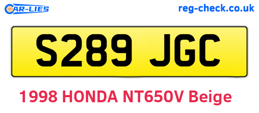 S289JGC are the vehicle registration plates.