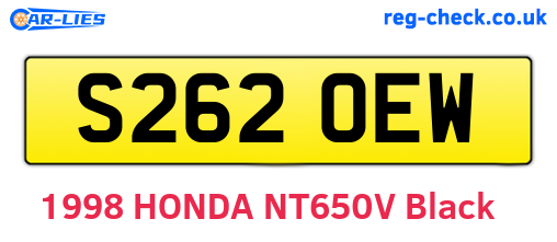 S262OEW are the vehicle registration plates.