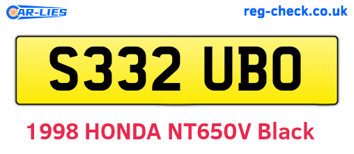 S332UBO are the vehicle registration plates.