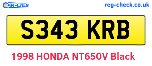 S343KRB are the vehicle registration plates.
