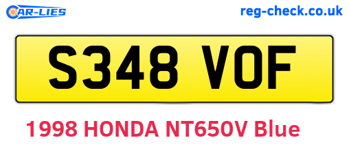 S348VOF are the vehicle registration plates.