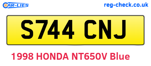 S744CNJ are the vehicle registration plates.