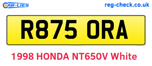 R875ORA are the vehicle registration plates.