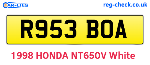R953BOA are the vehicle registration plates.