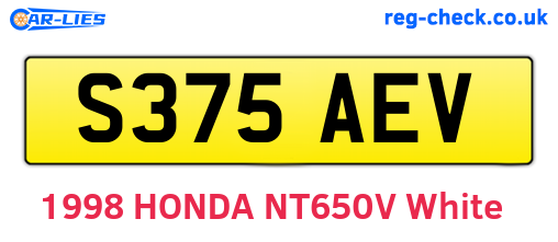 S375AEV are the vehicle registration plates.