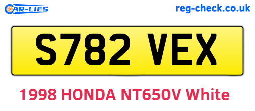 S782VEX are the vehicle registration plates.