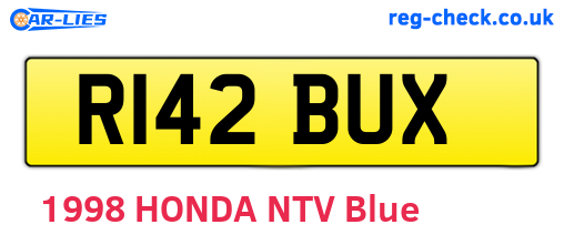 R142BUX are the vehicle registration plates.