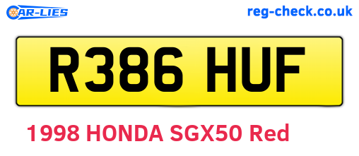 R386HUF are the vehicle registration plates.