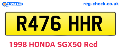 R476HHR are the vehicle registration plates.