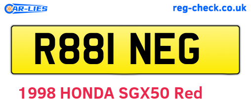 R881NEG are the vehicle registration plates.
