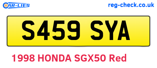 S459SYA are the vehicle registration plates.