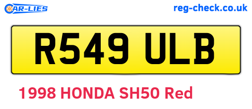 R549ULB are the vehicle registration plates.