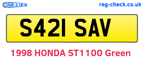 S421SAV are the vehicle registration plates.