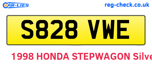 S828VWE are the vehicle registration plates.