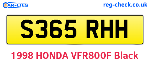 S365RHH are the vehicle registration plates.