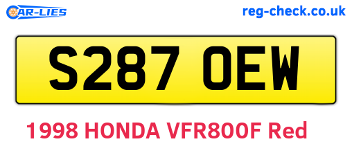 S287OEW are the vehicle registration plates.