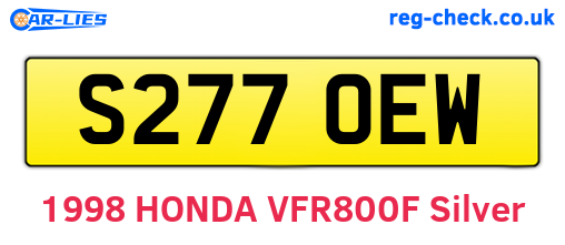 S277OEW are the vehicle registration plates.