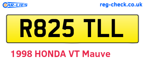 R825TLL are the vehicle registration plates.