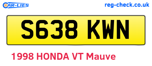 S638KWN are the vehicle registration plates.