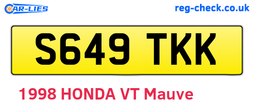 S649TKK are the vehicle registration plates.