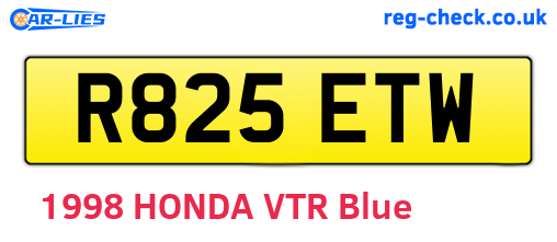 R825ETW are the vehicle registration plates.