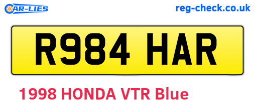 R984HAR are the vehicle registration plates.
