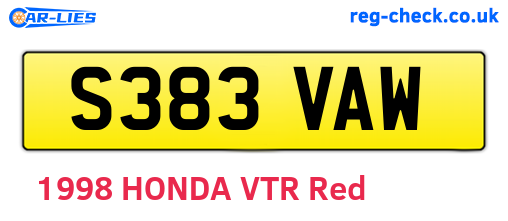 S383VAW are the vehicle registration plates.