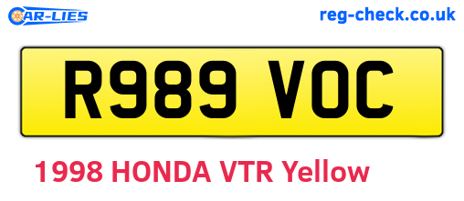 R989VOC are the vehicle registration plates.