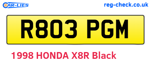 R803PGM are the vehicle registration plates.