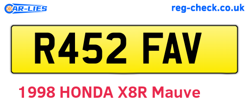 R452FAV are the vehicle registration plates.