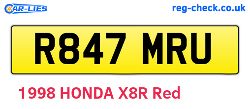 R847MRU are the vehicle registration plates.