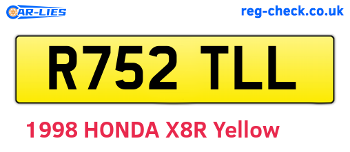 R752TLL are the vehicle registration plates.