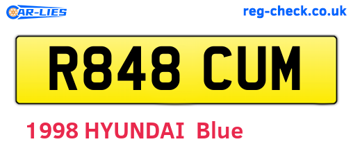 R848CUM are the vehicle registration plates.