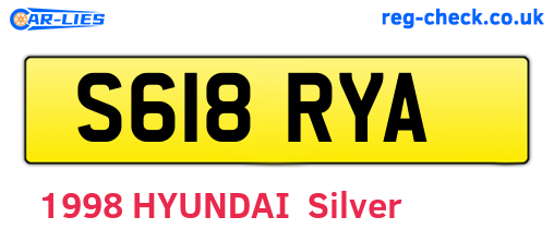 S618RYA are the vehicle registration plates.